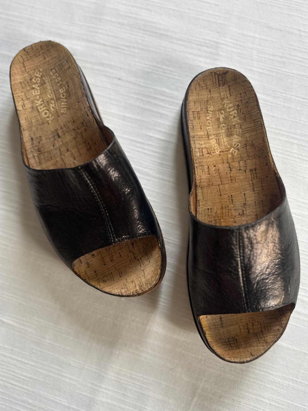 KORK-EASE Black Tutsi Leather Cork Slide Sandals | 8